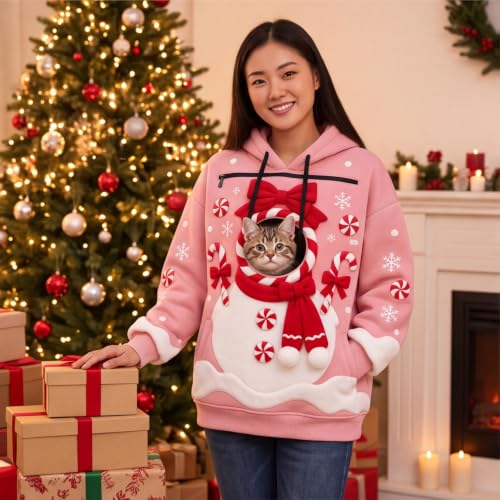 Christmas Pet Pouch Hoodie Women Men Y2K Unisex Sweat Shirt Kangaroo Pocket - image 7