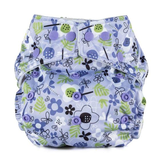 Reusable Washable Nappies Newborn and One Size Pocket Cloth Diaper 5-35lbs Each Nappy with 2 Bamboo Inserts Boosters, Adjustable Popper Closure Hook Loop, Premature (Dragonflies, One Size 10-35lbs)