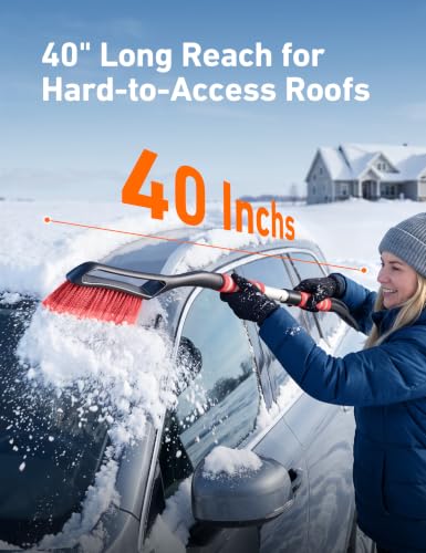 Image of AstroAI 40 inch 2-in-1 Detachable Snow Brush & Ice Scrapers for Car Windshield