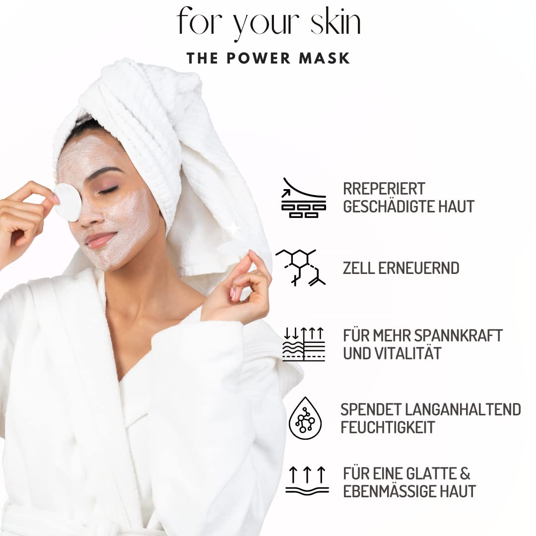 THE POWER MASK NATURKOSMETIK von Marina Müller Cosmetics revitalisierende, feuchtigkeitsspendende Maske mit: Hyaluronsäure, Aquaxyl, Jojobaöl, Vitamin E, Provitamin B 5. you will love it