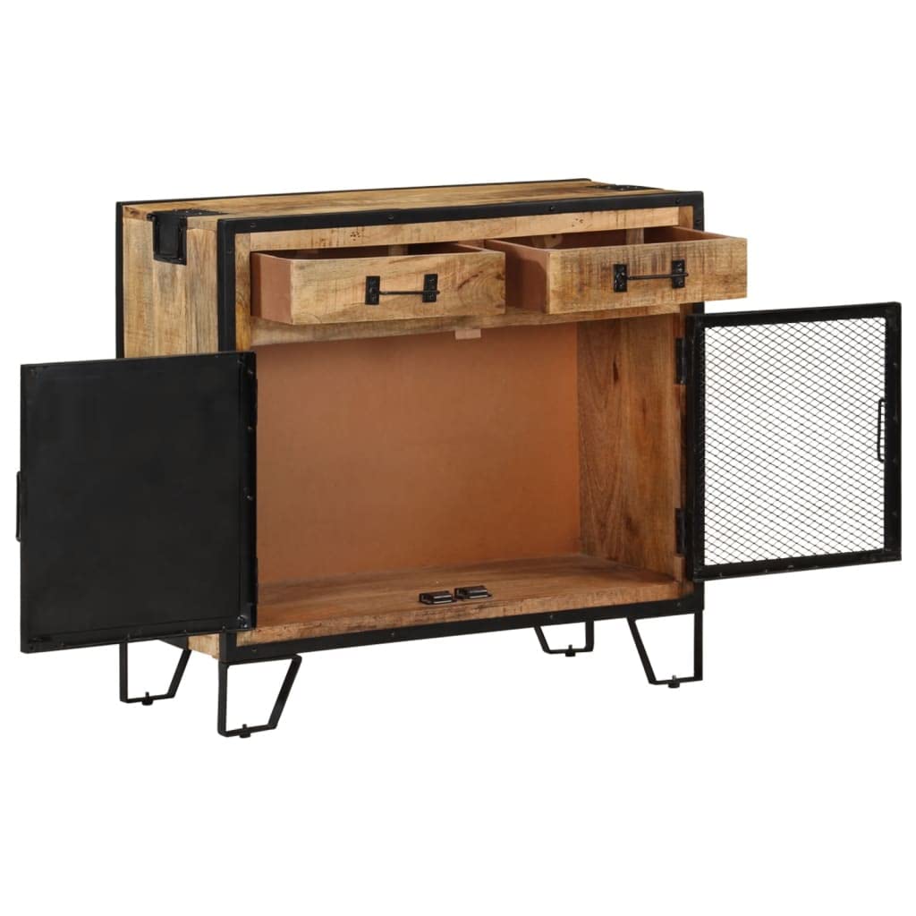 Kredens 80 × 31 × 71 cm szorstkie lite drewno mango, komoda na korytarz, szafka komodowa, szafka na pranie do sypialni