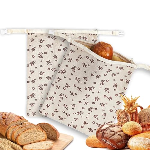 ThinkToysLab 2 Pack Reusable Bread Bags for Homemade Bread,Reusable Beeswax Bread Bags,Cotton Beeswax Bread Bag to Keep Fresh