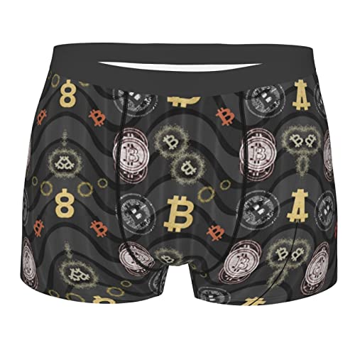 Men Bitcoin Pattern Boxer Briefs Moisture-Wicking Underwear