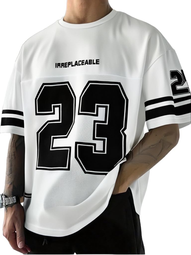 GORGLITTER Men's Baggy Jersey Shirt Y2k Graphic Oversized Tshirts Short Sleeve Summer Casual Streetwear T-Shirts