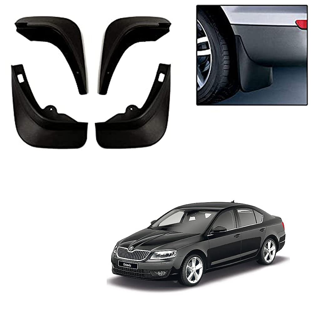 Auto Pearl Car Heavy Duty Cup Type Mud Flaps Splash Guards || O.E Type Custom Front and Rear Mud Flap Guard Set for -Superb (Set of 4pcs) - Black