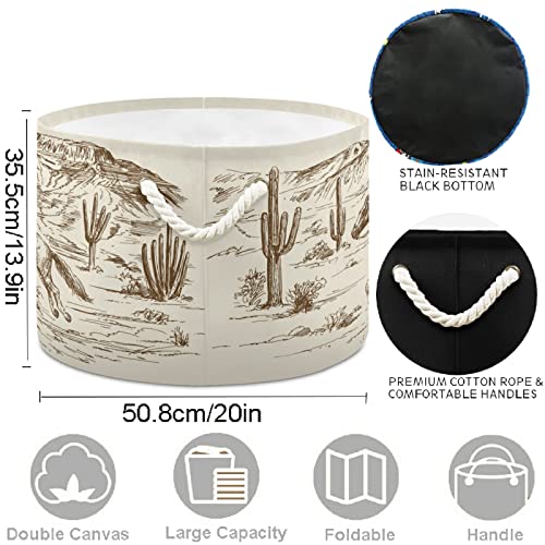 Image of visesunny American Wild West Desert Cowboy Print Laundry Baskets Fabric Storage Bin Storage Box Collapsible Storage Basket Toy Clothes Shelves Basket for Bathroom,Bedroom,Nursery,Closet,Office