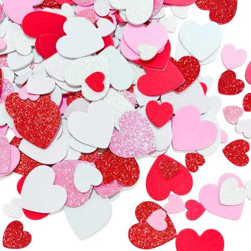 FUGUIR 240 Pcs Valentines Heart Foam Stickers Self Adhesive Heart Shaped Stickers for Scrapbooks Crafts and Cards DIY Gifts Valentines Day Birthday Wedding Party Supplies