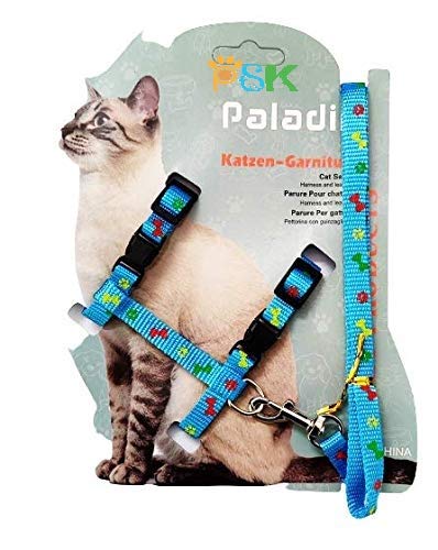 PSK PET MART (New - Printed, Sky Blue) Cat Adjustable Nylon Harness Strap Collar with Leash Set Small Pet Walking (B08WRXWNGP) Amazon Price History, Amazon Price Tracker