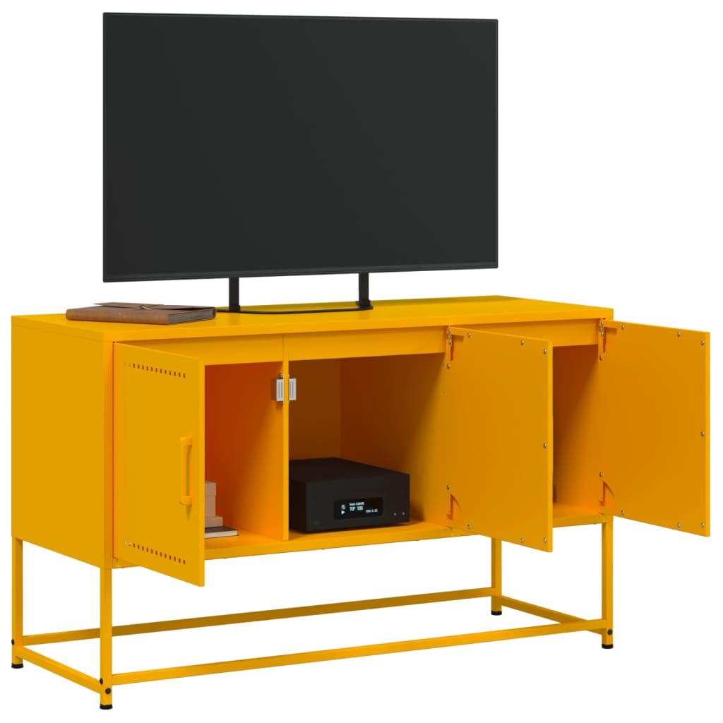 Mobile TV giallo senape, 100,5 x 39 x 60,5 cm, in acciaio