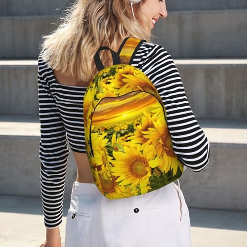 Mochila para laptop de mujer con diseño de girasoles y gran apertura 7