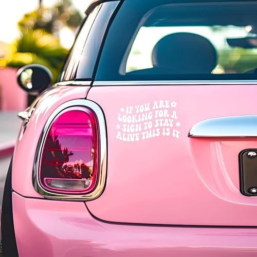Image of If You are Looking for a Sign to Stay Alive This is It Car Decal Humor Funny Quote Mirror Decal Sarcastic Car Accessories Vinyl Sticker Waterproof 8 Inches Bumper Decal Gifts for Mom Dad Friend