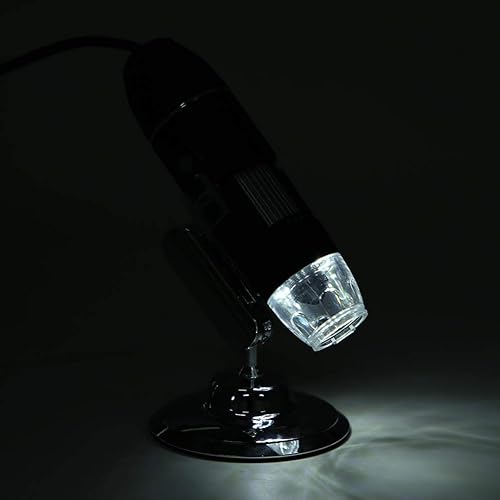 Miniatura 7 de Microscopio digital, microscopio electrónico digital de mano Walfront Lupa 1000X 8 LED Soporte de observación ajustable, salida AV analógica para TV