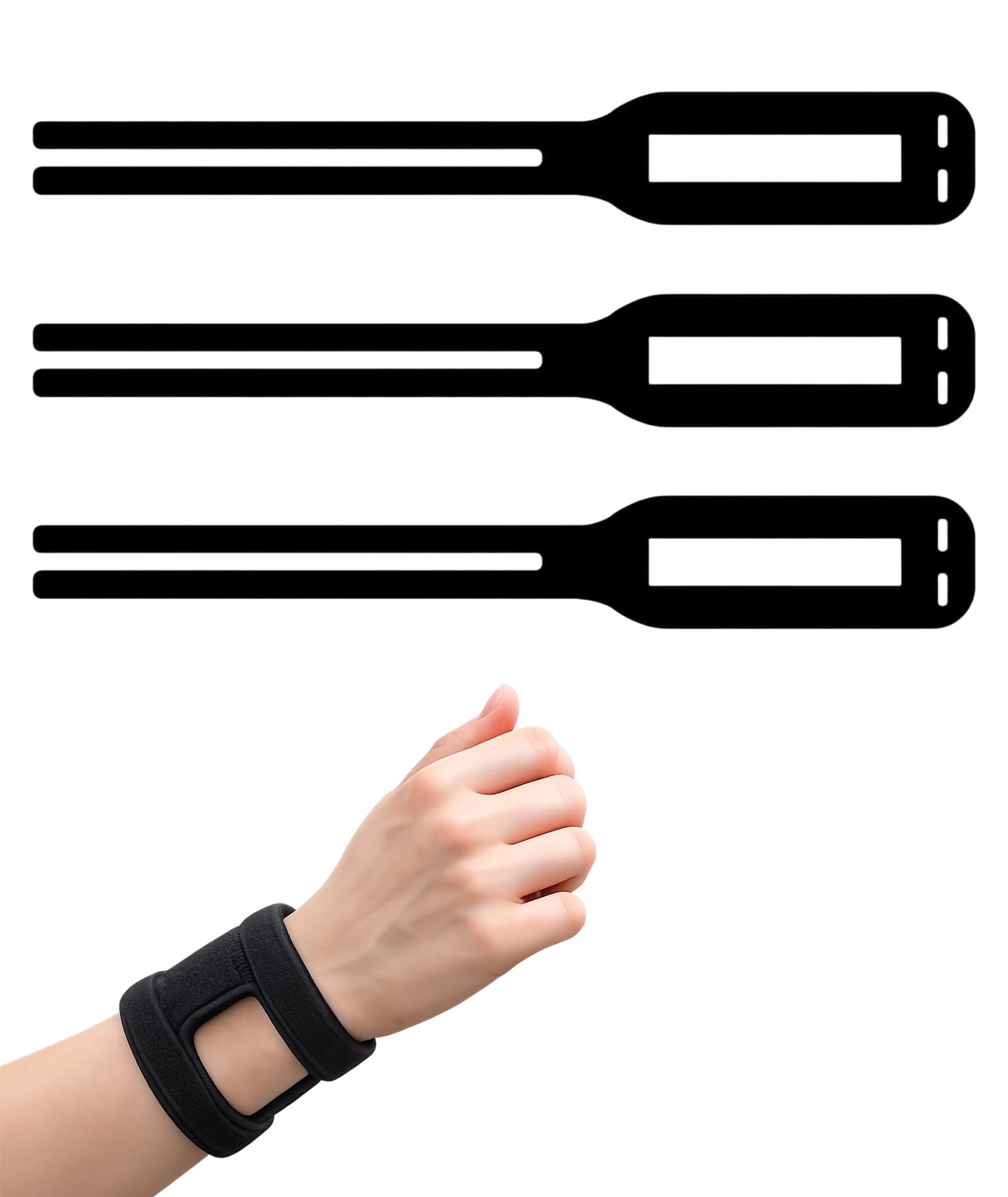 3 PCS Wrist Band for Pain Relief, Wrist Support Adjustable Microfiber Strap U-Shaped Fit Breathable, Easy to Use Reversible Band for Sports Yoga Basketball Rock Climbing All-Purpose Helper, Black-image-20