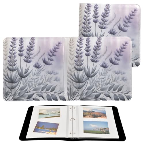 Álbum de Fotos Autoadhesivo DIY Scrapbook en color lavanda con hojas y anillos de 3 argollas, 40 páginas, 8x10 para recuerdos miniatura 2