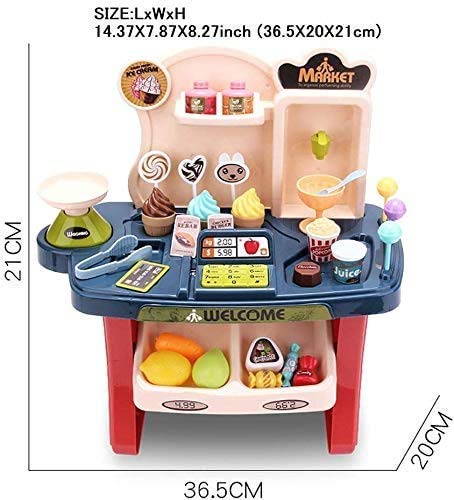 Image of LONGMIRE Plastic 42 Pcs Big Size Kitchen Playset | Musical & Light Kitchen Set Toy for Kids with Sound and Accessories Set for 4 Year Old (MINI Supermarket)