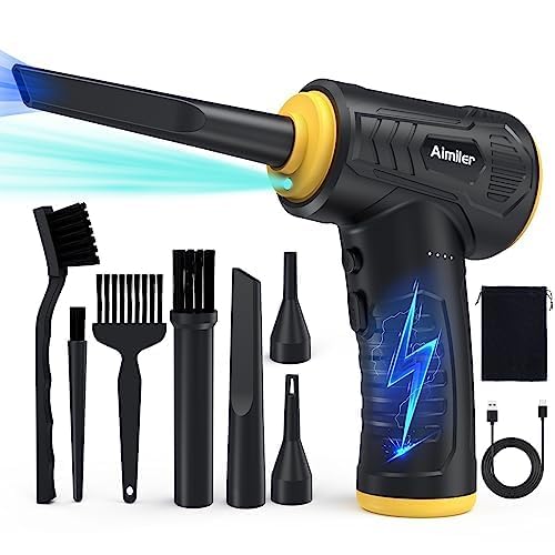 AIMILERCompressed Air Duster 3 Gears Adjustable 150000RPM Electric Air Blower No Compressed Air Can for Computer Keyboard Car Cleaning 7600mAh Reusable No Canned Air Duster Cordless Air Duster (CN03)