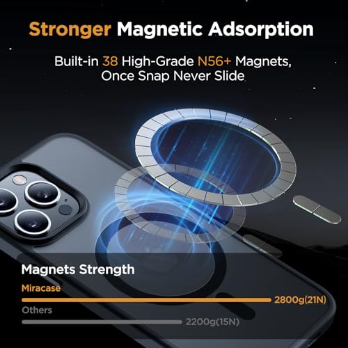 Image of Miracase Magnetic for iPhone 12 /12 Pro Case (Compatible with MagSafe) Military-Grade Protection, Shockproof, Anti-Fingerprint Translucent Matte Phone Cover for iPhone 12 /12 Pro Case 6.1 inch, Black