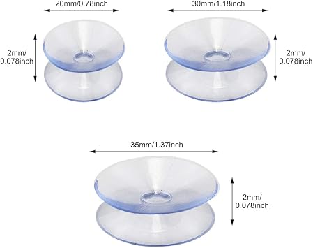 EKDJKK 10 Pack Double Sided Suction Cups, Clear Suction Cups, Glass Table Top Bumpers, Glass Table Top Spacers, Window Hanger Suction Cup for Home Kitchen Glass Table Top Organization (0.8 Inch)