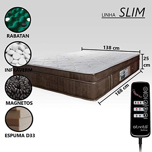 Colchão Magnético SLIM Com Massageador e Controle Casal (MARROM)