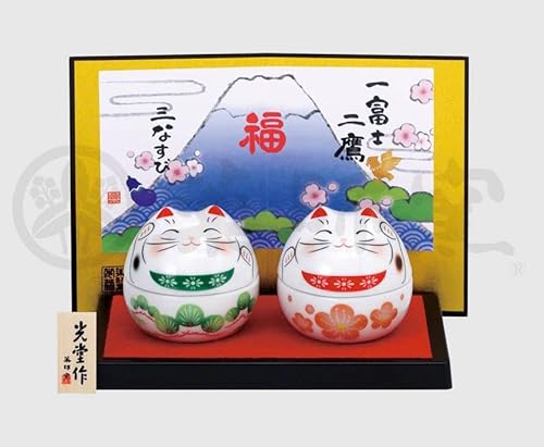 薬師窯 彩絵福夢わらべ招き猫セット 運気アップ 風水 置物 インテリア 猫 ねこ ネコ
