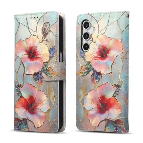Étui en cuir premium à clapet pour Samsung Galaxy A57 5G avec motif floral raffiné