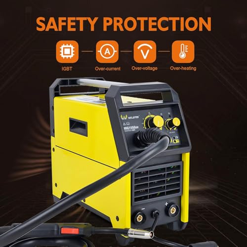 Weldpro 155 Amp MIG Welder, 110V/220V 3 in 1 Welding Machine，Flux Core MIG/Gas MIG/MMA/Stick Welder， Welder Machine with Synergy, IGBT Inverter Portable Welder Equipment for Beginner.