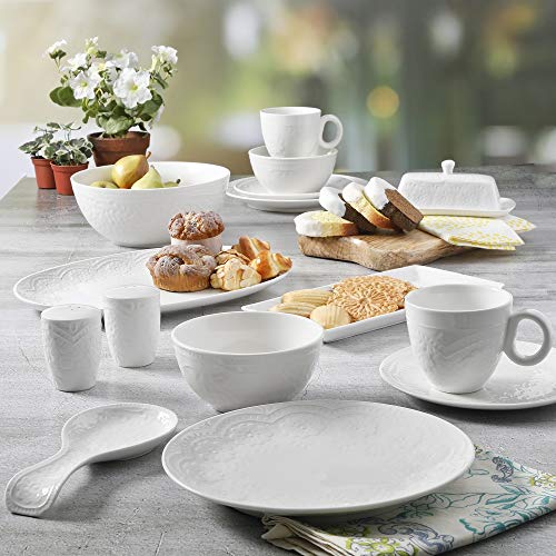 Gibson Elite Alemany Round Dinnerware Set, Service For 4 (16Pcs), Embossed White #TOP4