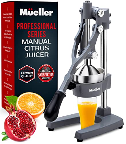 Mueller Citrus Juicer - Professional Manual Juice Press And Orange Juicer - Premium Quality Heavy Duty Grapefruit Juicer And Lemon Squeezer - Metal Orange Juice Squeezer - Light Gray #TOP5