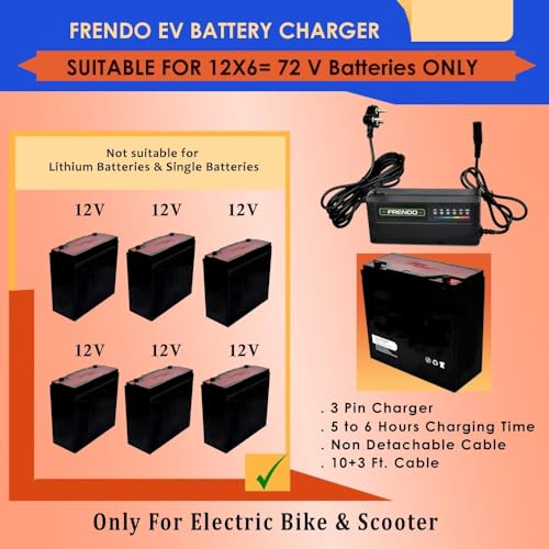 Image of 72V 4A Waterproof EV Electric Scooter Lead-Acid & Graphene Battery Charger | Compatible with 72V (12Vx6) Batteries | 3-Pin Connector | Heavy-Duty Fast Rapid Charging (Black)
