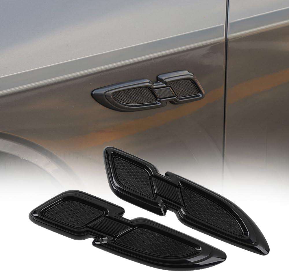 2PCS Universal Car Fender Trim Side Air Vent Intake Vent Cover Engine Hood Scoop Bonnet Vent Outlet Decal Sticker for Ford Jeep Suzuki Dodge Cars Trucks SUVs Exterior Accessories (Black)