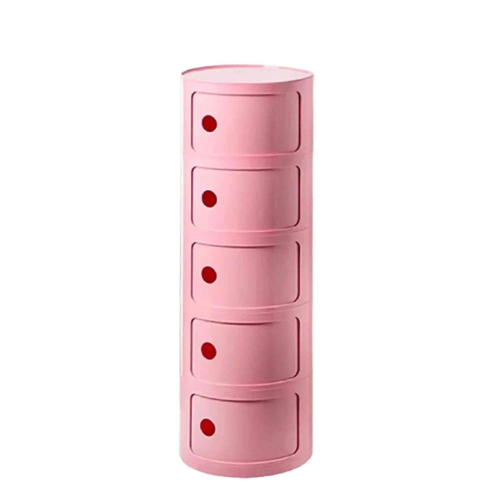 Table de chevet ronde rose dans une chambre d'enfant pour ranger les jouets