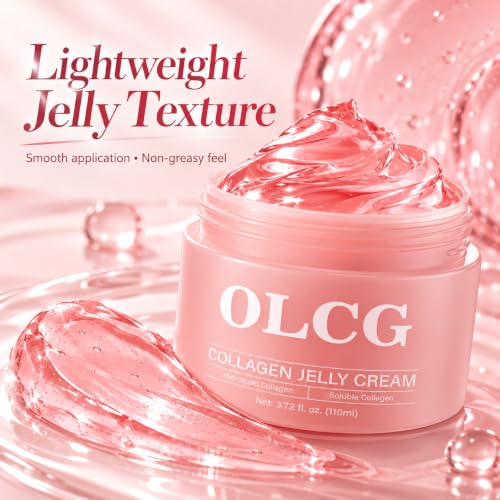 Image of OLCG Collagen Jelly Cream for Face, 100ml | Hydrolyzed & Soluble Collagen | Lightweight Hydrating Face Moisturizer | Non-Greasy Texture for Soft, Smooth & Dewy-Looking Skin (JELLY CREAM)