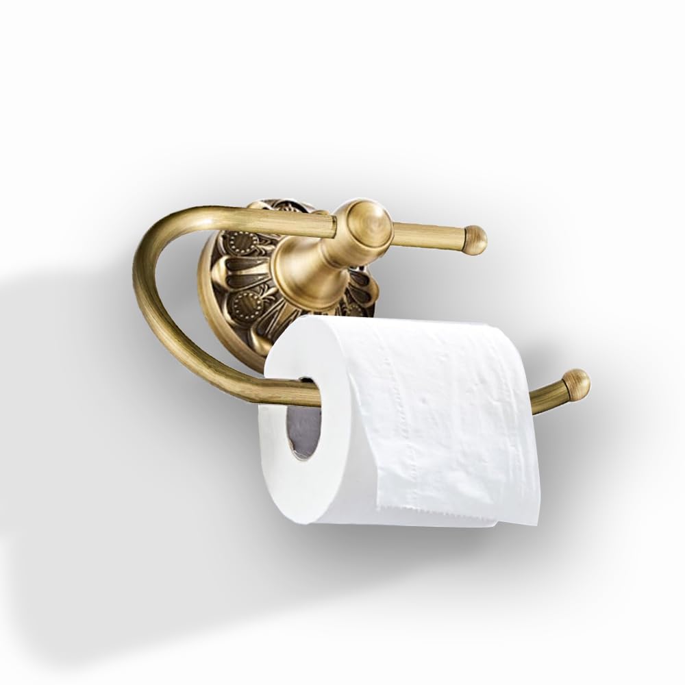 Celbon Brused Bronze Toilet Paper Holder Wall Mounted 18.5cm/7.28'' Antique Brass Tissue and Towel holder for Bathroom or Kitchen Room Vintage Design - Image 2