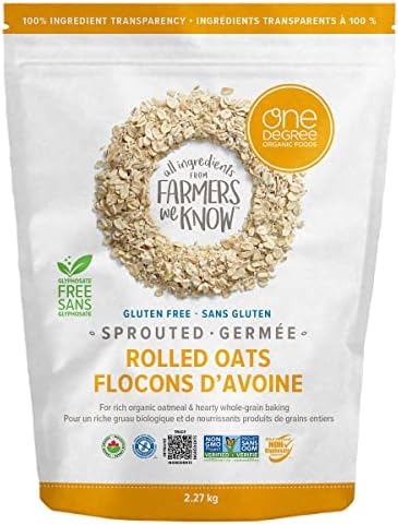 One Degree Organic Foods, Gluten Free Sprouted Rolled Oats, 2.27kg/5 lbs. {Imported from Canada}, 80 Ounces