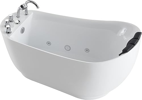 Miniatura 3 de Empava Bañera de hidromasaje independiente de 67 pulgadas con hidromasaje ajustable de chorros de agua de lujo acrílico masaje spa bañera de remojo