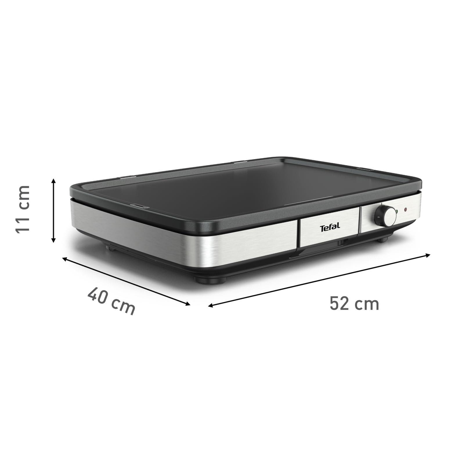 Tefal Maxi Plancha électrique extérieur et intérieur format XXL10/12 Personnes avec protection contre les éclaboussures et Thermostat réglable Inox CB690D12