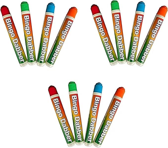 Gigzo Land Multicolour Bingo Dabber Dot Marker Pens, Quick-Dry Marker Pens, Lightweight and Vibrant Colours, Creative Toolkit Arts and Crafts Pen, Non-Toxic Bingo Dot Markers for Kids (12pcs)