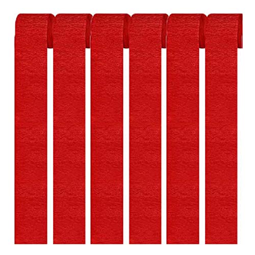 Set de 6 cintas de papel crepé rojo para decoración de fiestas (4,5 cm x 25 m)