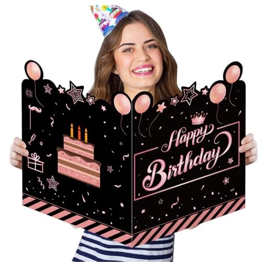 GoldRock Tarjeta de cumpleaños para mujer y hombre, grande, 63 x 40 cm, color oro rosa, libro de visitas, tarjeta de cumpleaños, para hombres y mujeres, libro de visitas, tarjetas de agradecimiento,