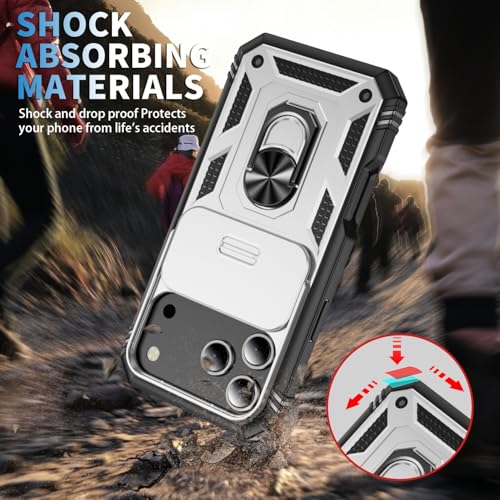 Coque iPhone 17 Pro Max avec anneau support rigide silicone blanc noir - 4