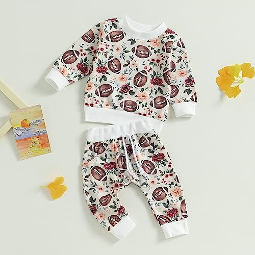 Baby Boy Girl Football Outfit Long Sleeve Crewneck Sweatshirt Pullover Tops and Elastic Pants Set 2PC Outfits2