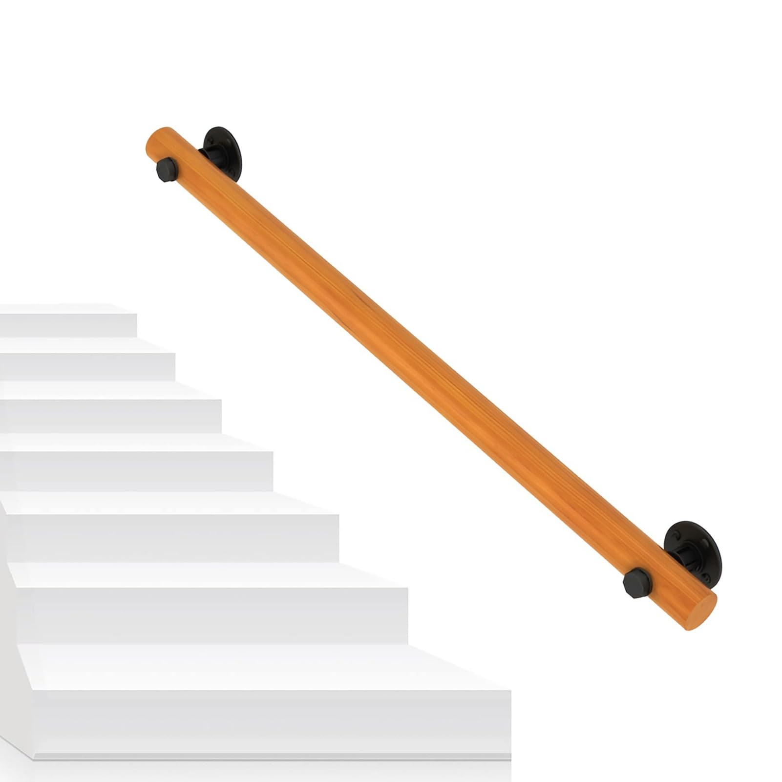 GLDYTVF 6-5ft Wooden Stair Railing - Non-Slip Safety Banister for Porch & Garden Wall Mounted Support Bar Attic Step il (80cm/2.6ft)