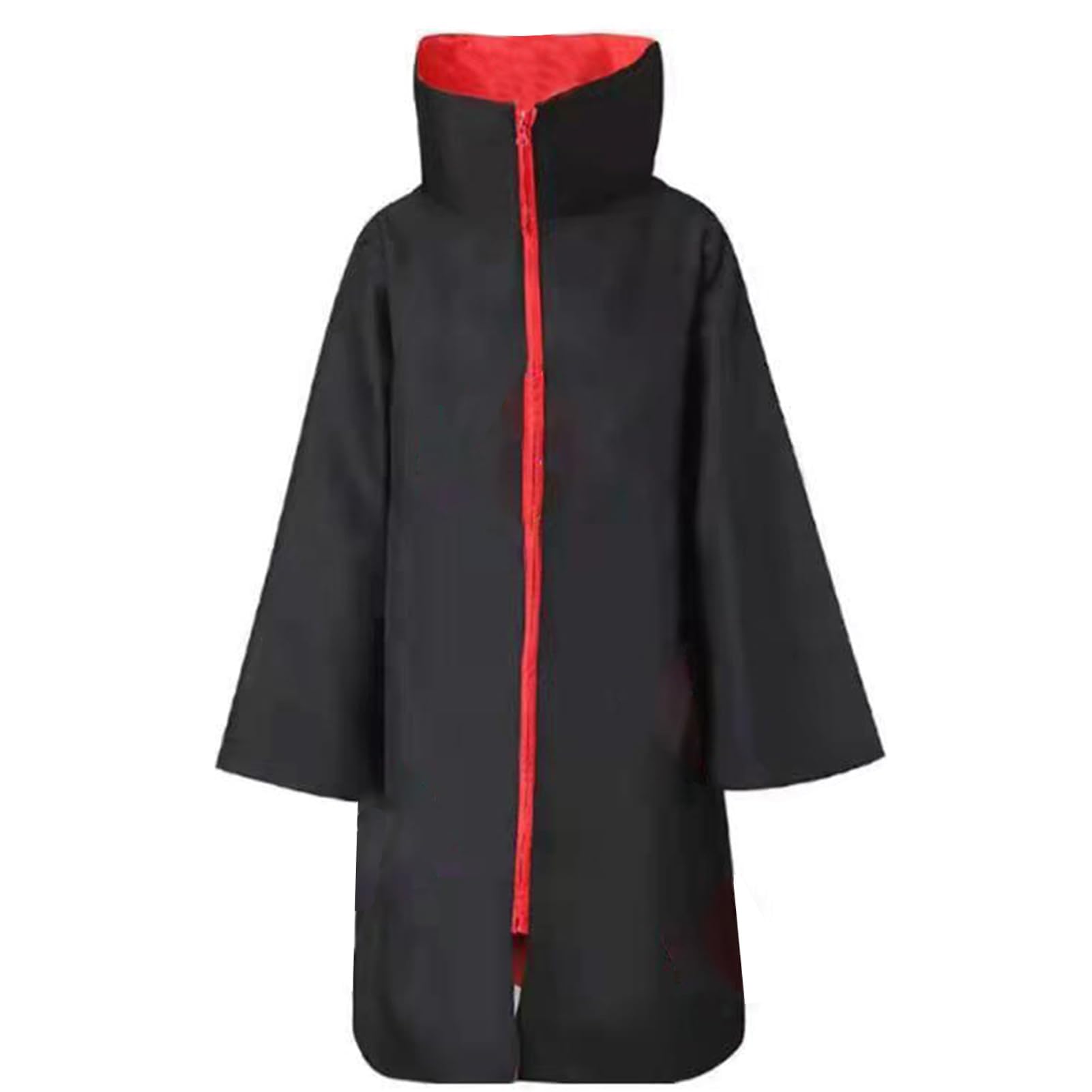 Formemory Kids Akatsuki Cloak 4pcs Itachi Anime Cosplay Costume with Ninja Headband Ring Necklace, Black Cloak Halloween Cosplay Costumes Cape for Adult