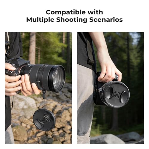 Image of K&F CONCEPT 52mm Lens Cap Cover, 4-in-1 Center Pinch Lens Cover Black | Anti-Loss Keeper Leash Microfiber Cleaning Cloth Kits Compatible with Nikon, Canon, Sony, Fujifilm Camera Lenses, PC02