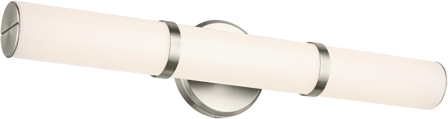 Kichler Rosh 24.25" LED Medium Bath Bar with White Glass in Brushed Nickel, Modern Minimalist, for Vanity, Fireplace, Buffet, Hallway, Vanity Mirror, (24.25" W x 5" H), 55188NILED 24 inch Brushed Nickel