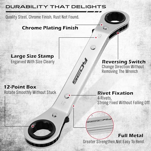 Metric Ratchet Box Wrench Set 6Piece Ratcheting Head