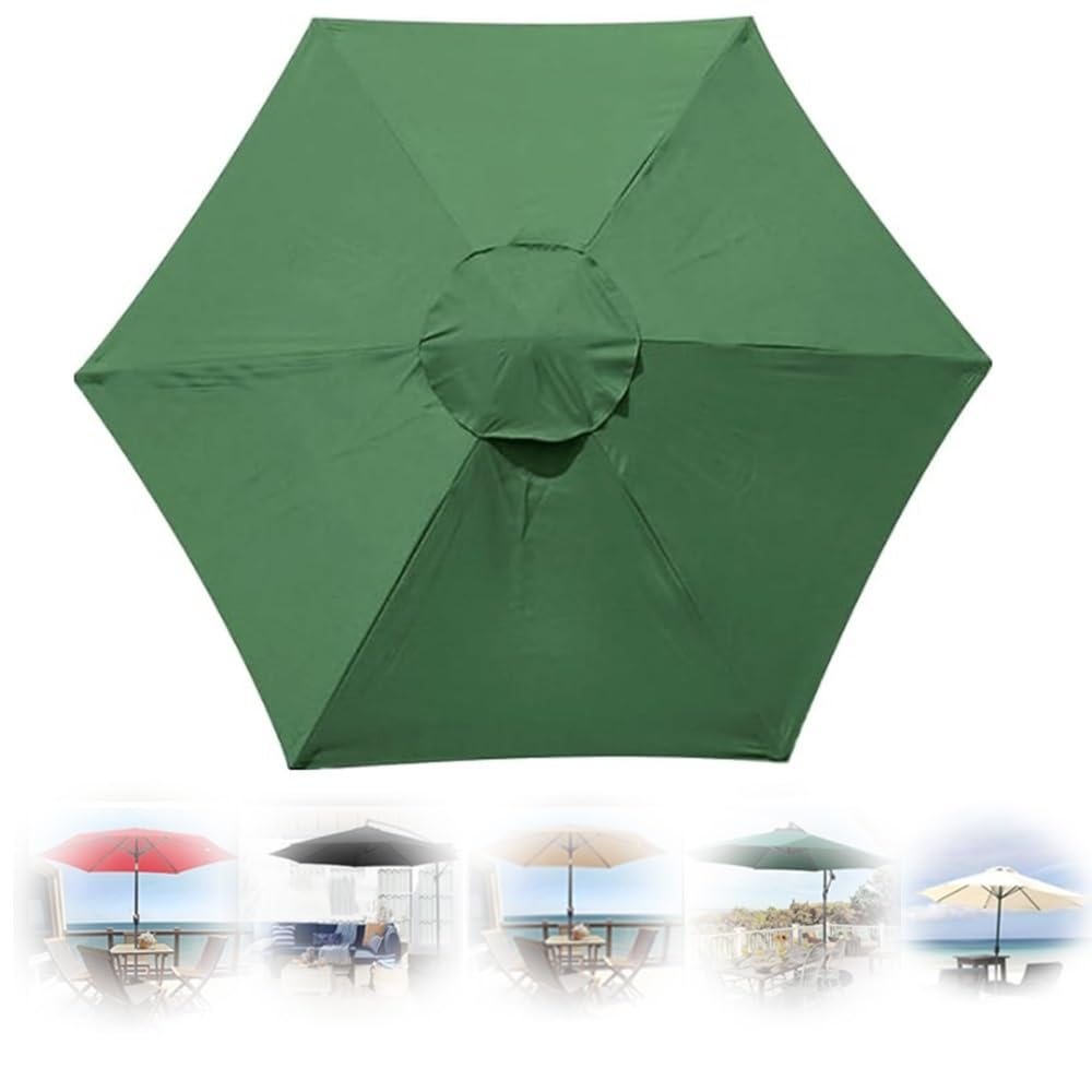 NILZA Outdoor Patio Umbrella Replacement Cover, Umbrella Replacement Top 6 Ribs Sun Shade Replacement Cover 6.5ft/9ft/10ft Market Umbrella Replacement Fabric, UV 30+ (Color : Dark Green, Size : 200c : Patio