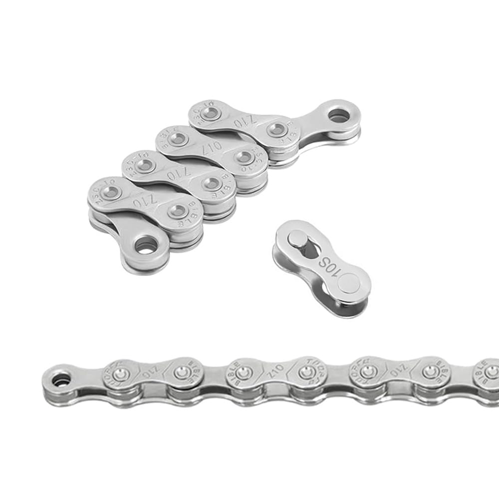 10-krotny łańcuch rowerowy, 1/2 x 11/128 cala, 116 ogniw, z 10-krotnym łącznikiem łańcucha rowerowego (srebrny)