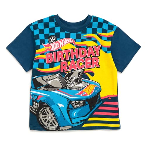 Hot Wheels Birthday Drop Shoulder T-Shirt Toddler to Big Kid Sizes (2T - 10-12)