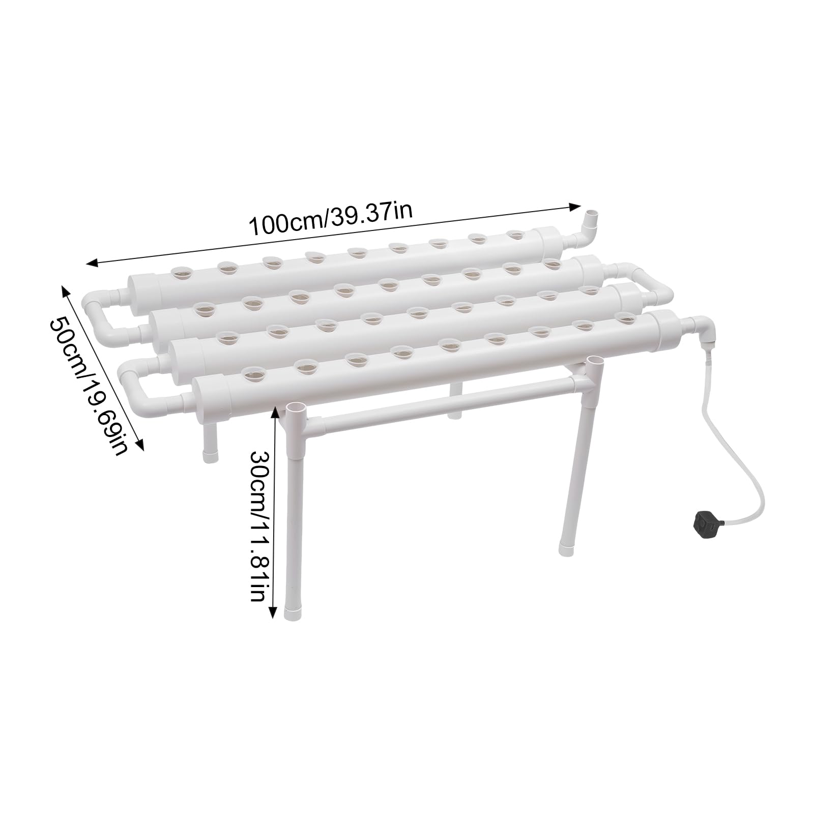 Kit de cultivo hidropónico, 36 ubicaciones, 4 tubos, equipo de plantación hidropónica, sistema de cultivo hidropónico con cestas de cultivo y bomba de agua para casa, balcón, jardín, verduras